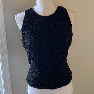 Vintage • Black Beaded Tank Top